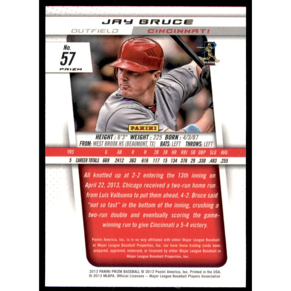 2013 Panini Prizm Prizms Blue Pulsar #57 Jay Bruce