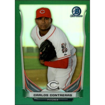 2014 Bowman Chrome Prospects Series 2 Green Refractors #BCP7 Carlos Contreras