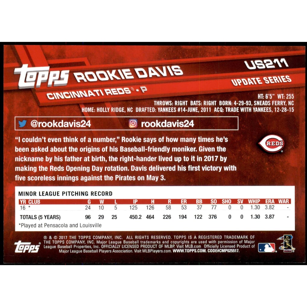 2017 Topps Update 5x7 Gold #US211 Rookie Davis