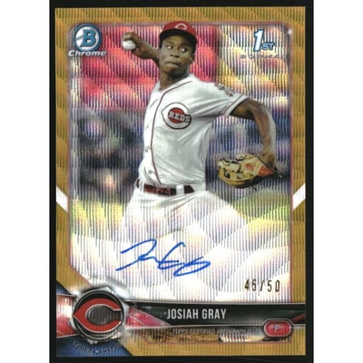 2018 Bowman Chrome Draft Autographs Gold Wave Refractors #CDAJOG Josiah Gray