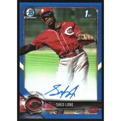 2018 Bowman Chrome Prospect Autographs Blue Refractors #CPASL Shed Long