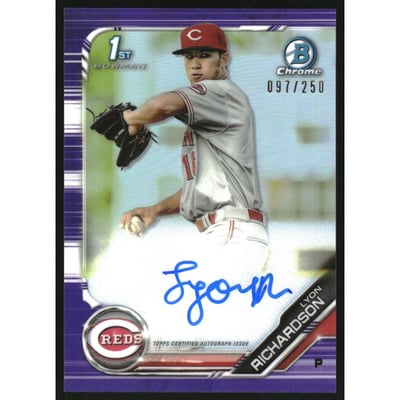 2019 Bowman Chrome Prospect Autographs Purple Refractors #CPALR Lyon Richardson