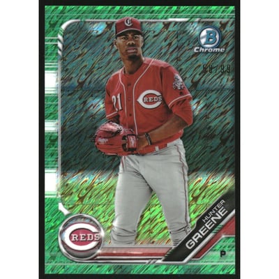2019 Bowman Chrome Prospects Green Shimmer Refractors #BCP51 Hunter Greene