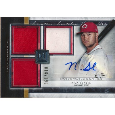 2020 Topps Museum Collection Signature Swatches Triple Relic Autographs #SSTANSE Nick Senzel