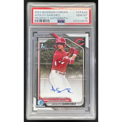 2024 Bowman Chrome Prospect Autographs #CPA-AS Adolfo Sanchez RC Auto PSA 10