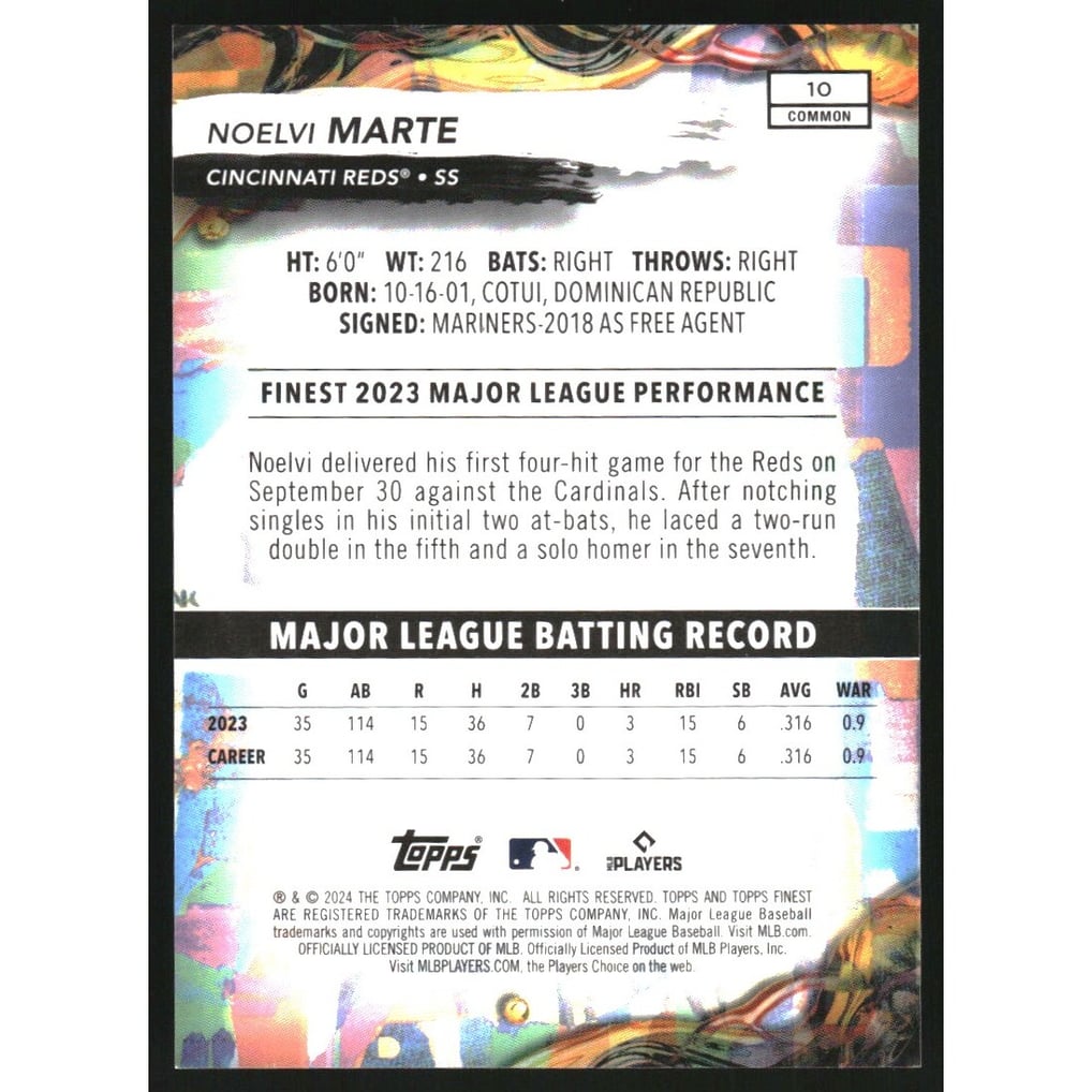 2024 Finest Blue Checkerboard Refractors #10 Noelvi Marte