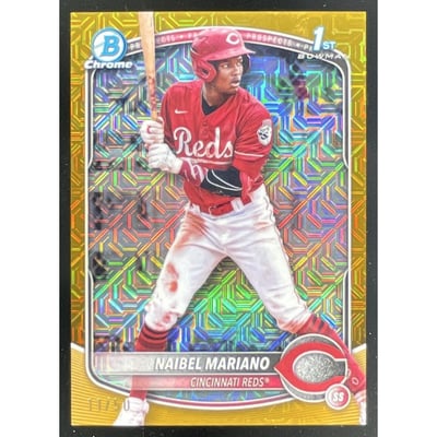 2025 Bowman Chrome Prospects Mega Box Gold Refractors Naibel Mariano RC /50