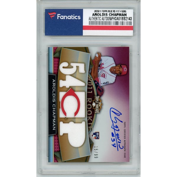 Autographed Cincinnati Reds Aroldis Chapman 2011 Topps Triple 