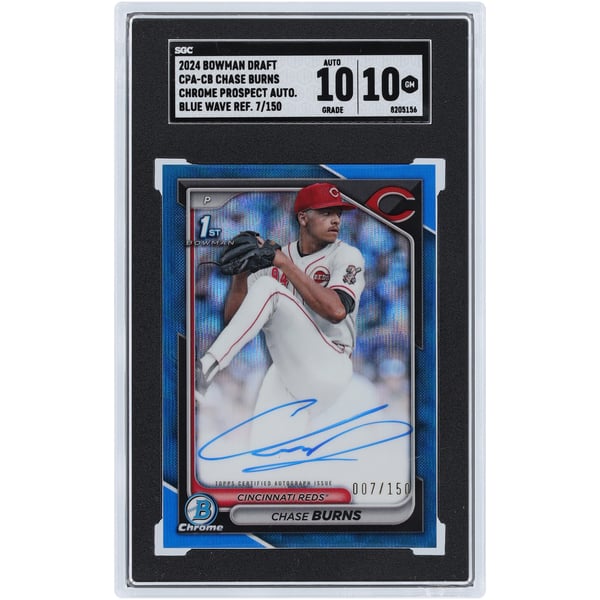 Chase Burns Cincinnati Reds Autographed 2024 Bowman Draft Chrome 