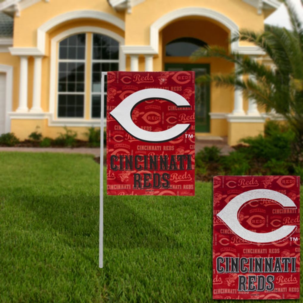 Cincinnati Reds 18'' x 12.5'' Double-Sided Glitter Suede Garden Flag