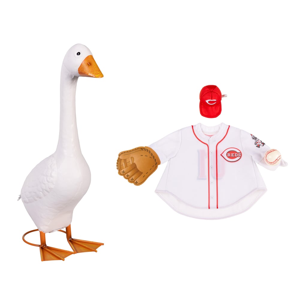 Cincinnati Reds Gameday Porch Goose Statue & Team Uniform Set