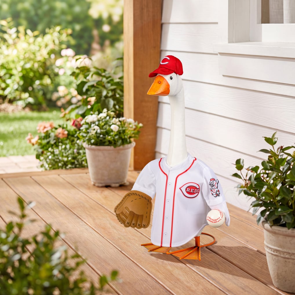 Cincinnati Reds Gameday Porch Goose Statue & Team Uniform Set