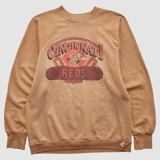 Cincinnati Reds Logo 7 1988 Pullover Sweatshirt - Clay - XS by Fanatics Real Vintage