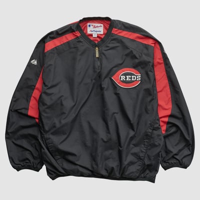 Cincinnati Reds Majestic 2000s 1/4 Zip Jacket - Black - XL by Fanatics Real Vintage