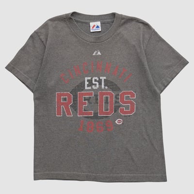 Cincinnati Reds Majestic 2010s T-shirt - Dark Heather Gray - XS by Fanatics Real Vintage