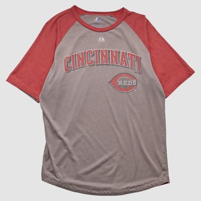 Cincinnati Reds Majestic 2010s T-shirt - Gray - L by Fanatics Real Vintage