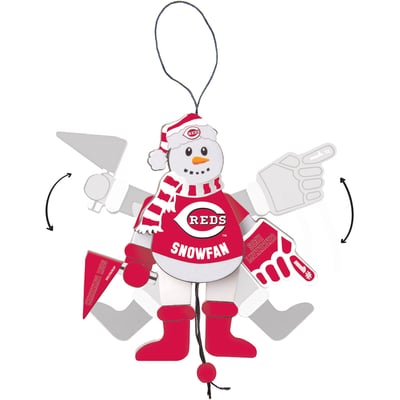 Cincinnati Reds Wood Cheering Snowman Ornament