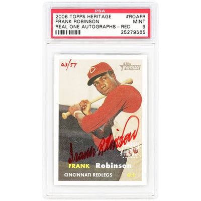 Frank Robinson Cincinnati Reds Autographed 2006 Topps Heritage Real One Autographs Red Ink #ROA-FR #3/57 PSA Authenticated 9 Card
