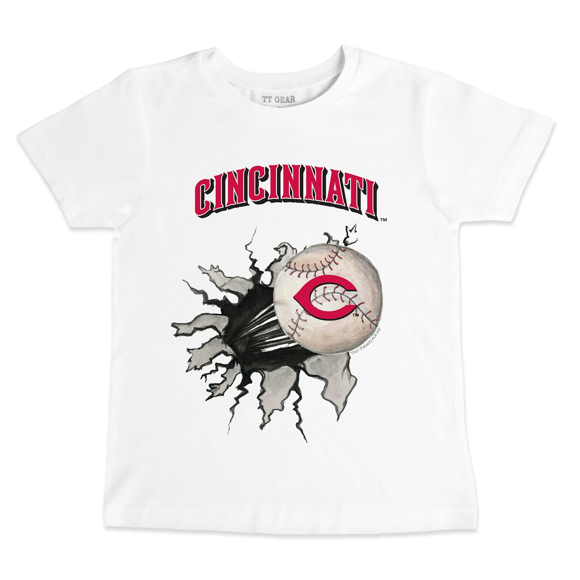 Infant Cincinnati Reds Tiny Turnip White Baseball Tear T-Shirt