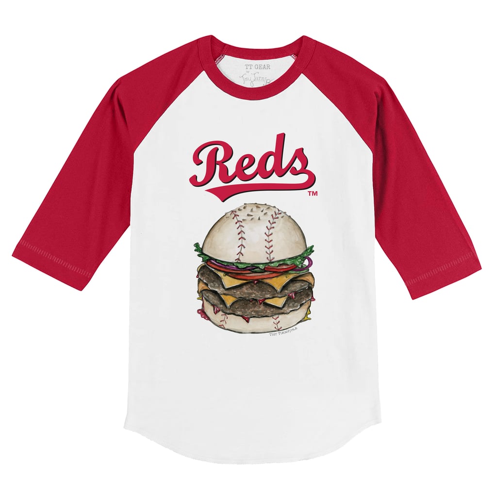 Cincinnati Reds Tiny Turnip Infant Burger Raglan 3/4 Sleeve T-Shirt - White/Red
