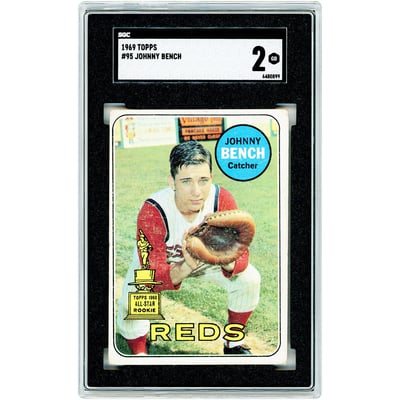 Johnny Bench Cincinnati Reds 1969 Topps #95 SGC Authenticated 2 Card