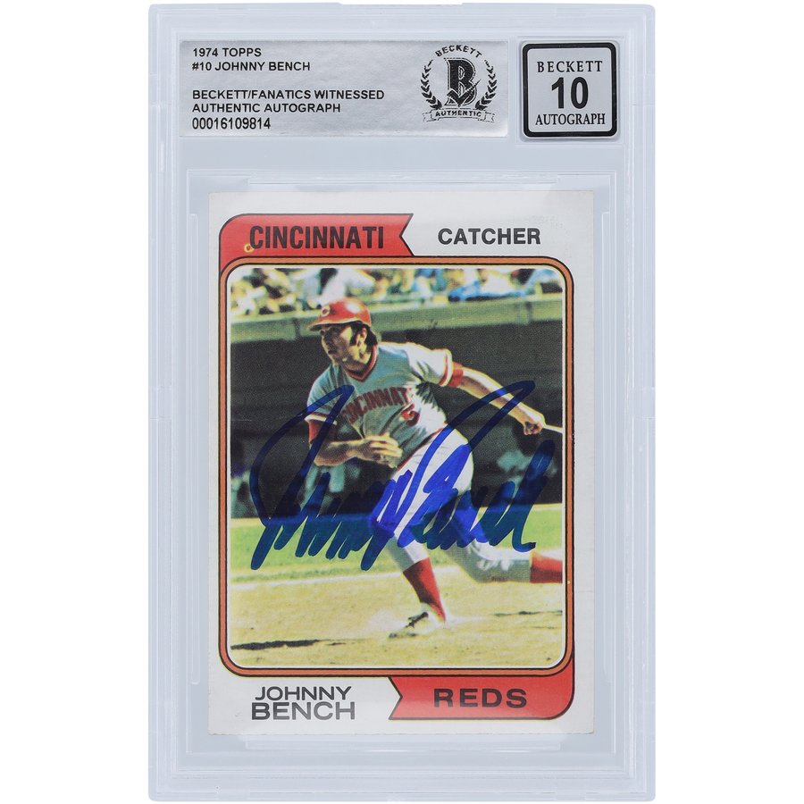 Johnny Bench Cincinnati Reds Autographed 1974 Topps Series 1 #10 ...