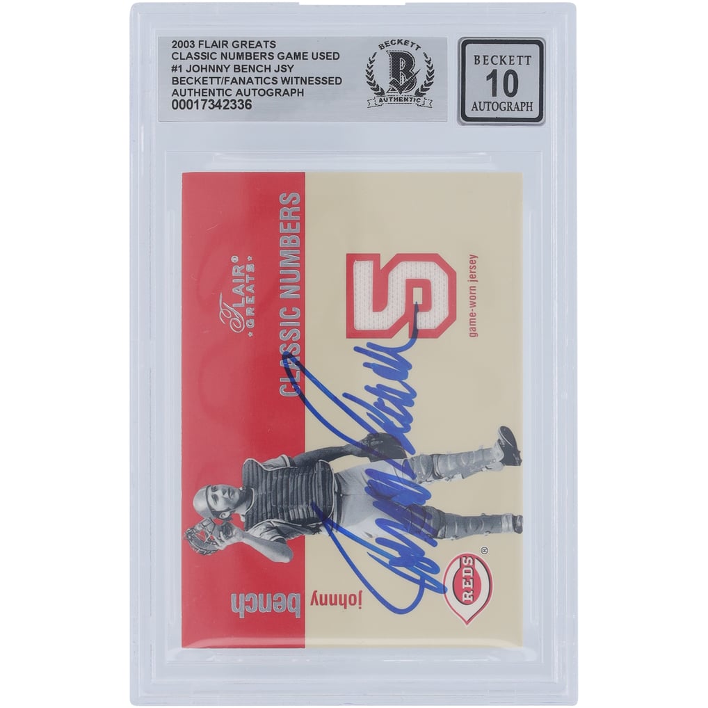 Johnny Bench Cincinnati Reds Autographed 2003 Fleer Flair Greats ...
