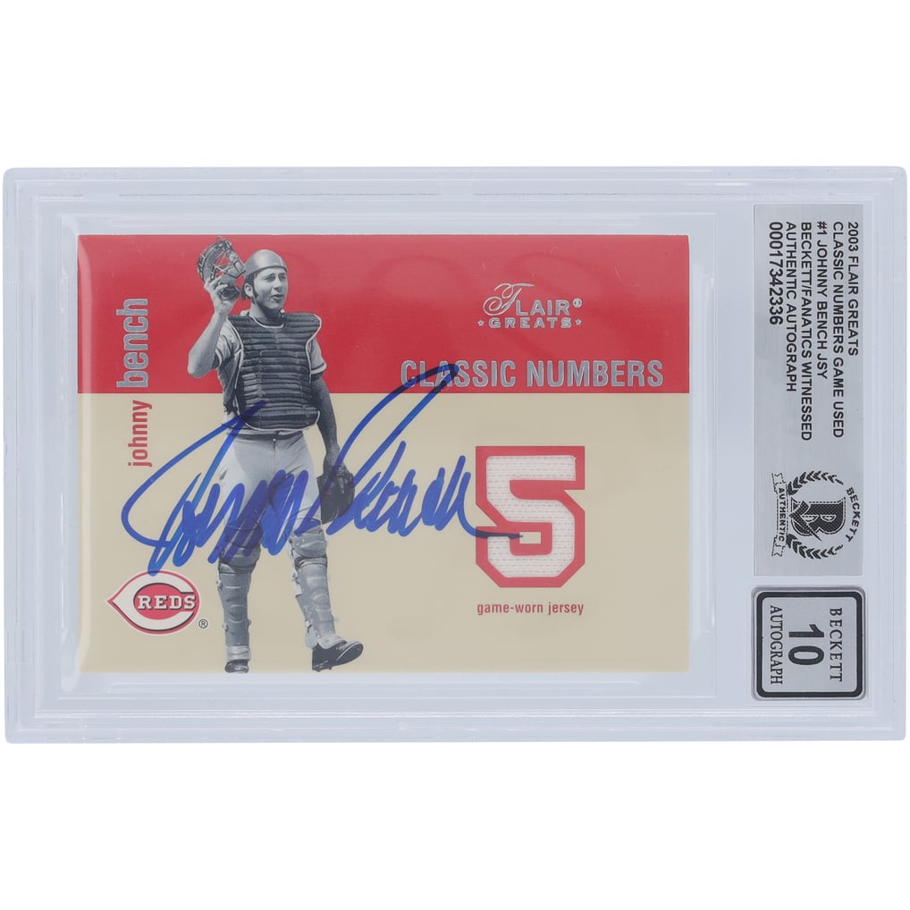 Johnny Bench Cincinnati Reds Autographed 2003 Fleer Flair Greats ...