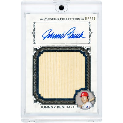 Johnny Bench Cincinnati Reds Autographed 2014 Topps Museum Collection Momentous Material Jumbo Game Used Bat Relic #MMAR-JBE #2/10 Card 