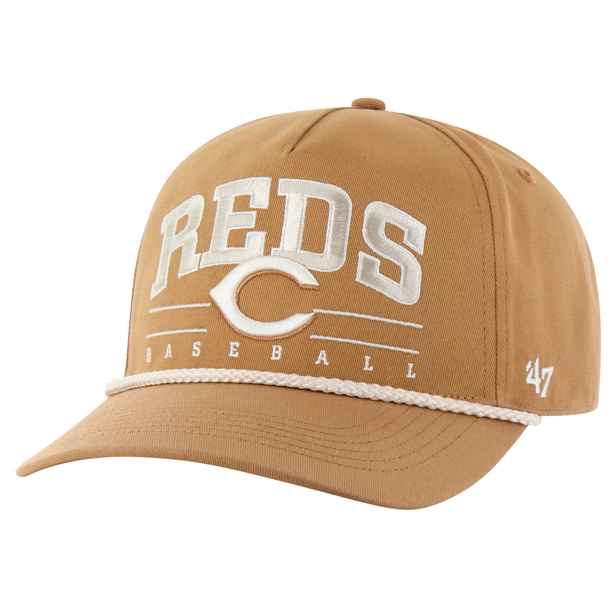 Cincinnati Reds Rope Hat Men's Cincinnati Reds '47 Brown Neutral Roscoe Rope Hitch Adjustable Hat