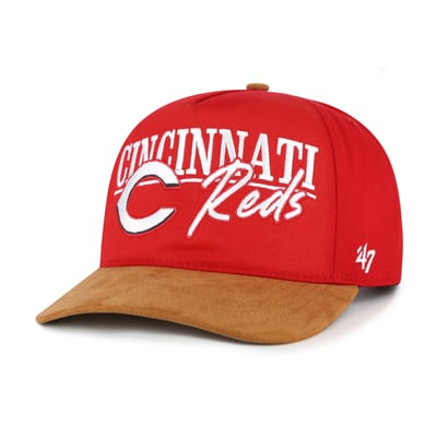 Cincinnati Reds '47 Scribe Line Hitch Adjustable Hat - Red/Light Brown