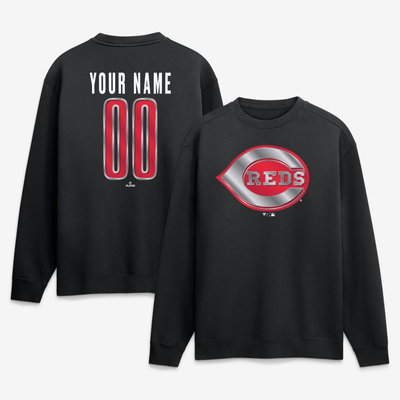 Cincinnati Reds  Forged Mascot Personalized Name & Number Sweatshirt - Black