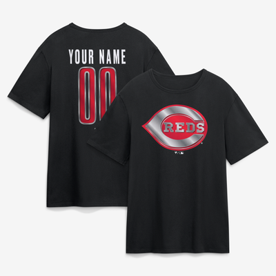 Cincinnati Reds  Forged Mascot Personalized Name & Number T-Shirt - Black