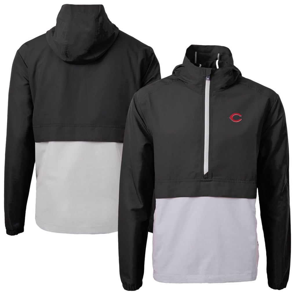  Cincinnati Reds Cutter & Buck Charter Eco Recycled Half-Zip Anorak Jacket - Black