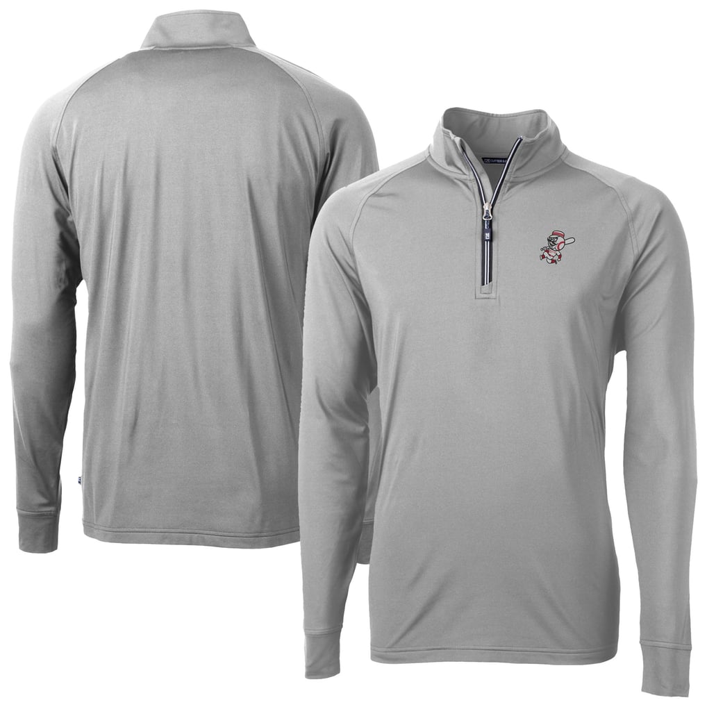  Cincinnati Reds Cutter & Buck Adapt Eco Knit Stretch Recycled Big & Tall Quarter-Zip Pullover Top - Gray