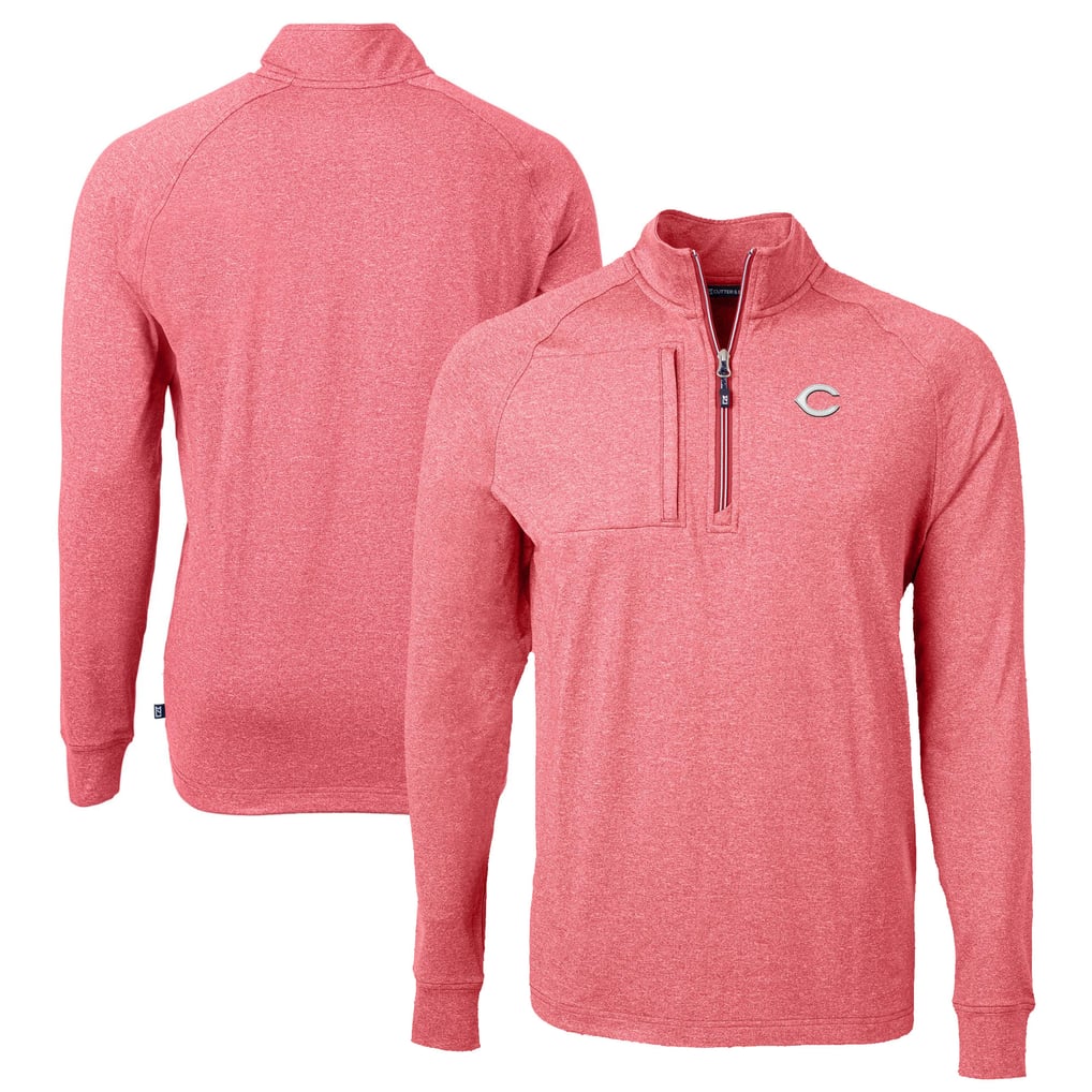 Cincinnati Reds Cutter & Buck Big & Tall Adapt Eco Knit Stretch Recycled Quarter-Zip Pullover Top - Heather Red
