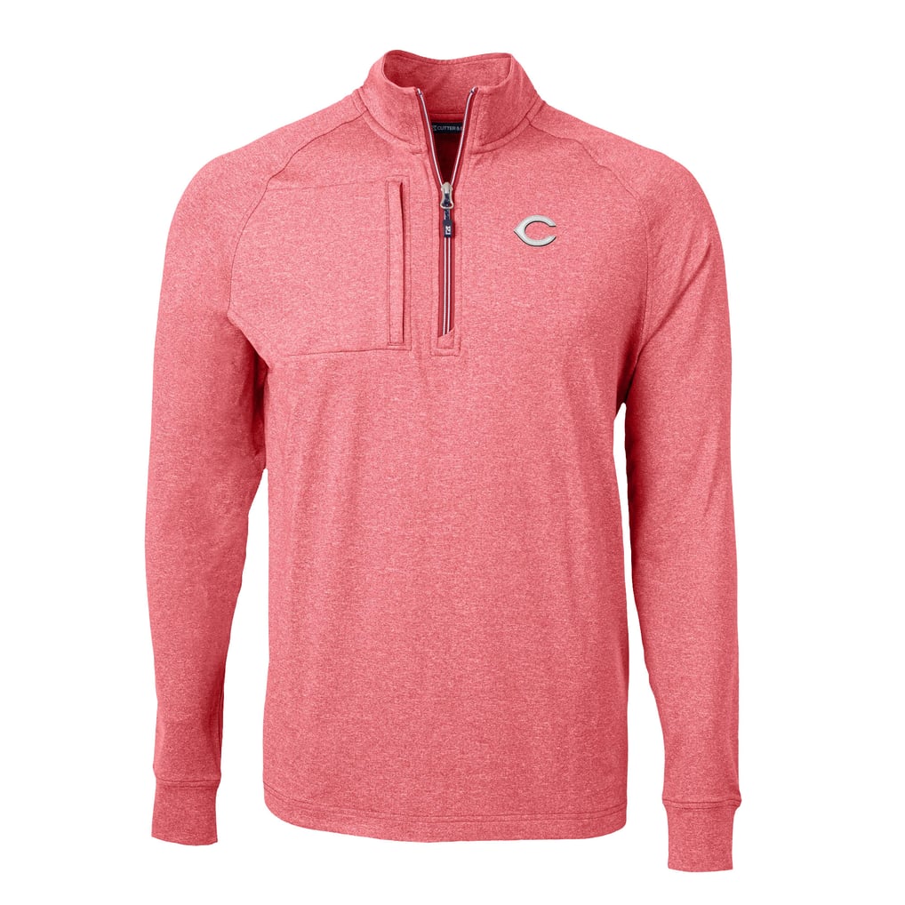 Cincinnati Reds Cutter & Buck Big & Tall Adapt Eco Knit Stretch Recycled Quarter-Zip Pullover Top - Heather Red
