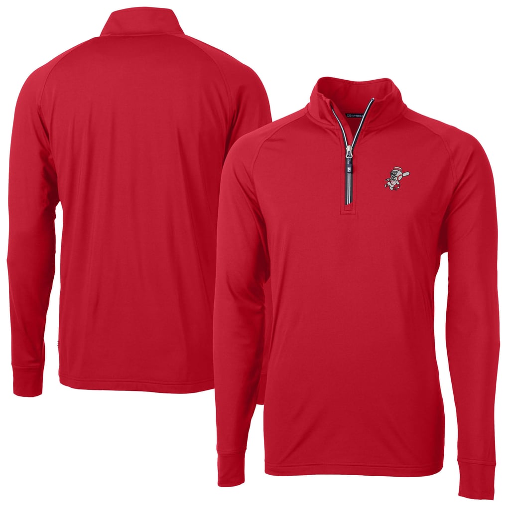 Cincinnati Reds Cutter & Buck Patriotic Logo Adapt Eco Knit Stretch Recycled Quarter-Zip Pullover Top - Red