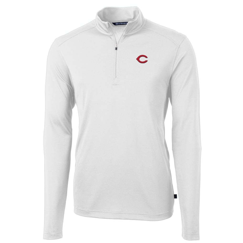 Cincinnati Reds Cutter & Buck Big & Tall Virtue Eco Pique Quarter-Zip Pullover Jacket - White
