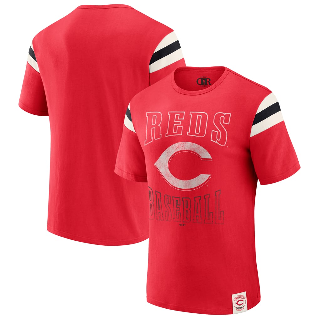 Cincinnati Reds Darius Rucker Collection by Fanatics Distressed Sleeve Stripe T-Shirt - Red
