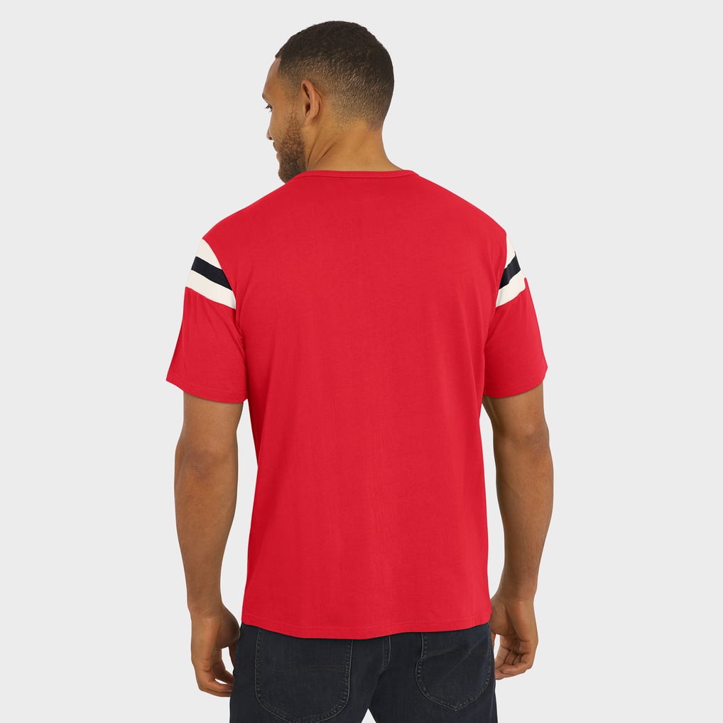 Cincinnati Reds Darius Rucker Collection by Fanatics Distressed Sleeve Stripe T-Shirt - Red