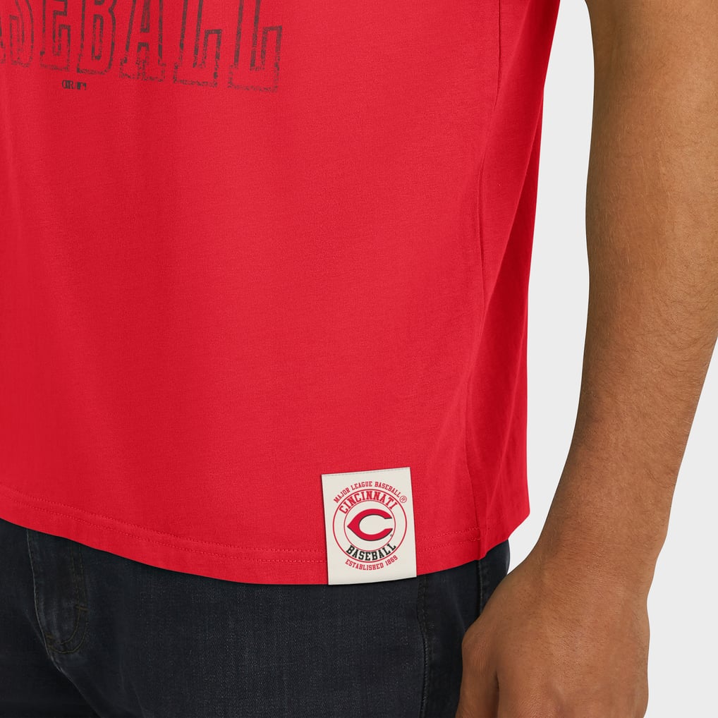 Cincinnati Reds Darius Rucker Collection by Fanatics Distressed Sleeve Stripe T-Shirt - Red