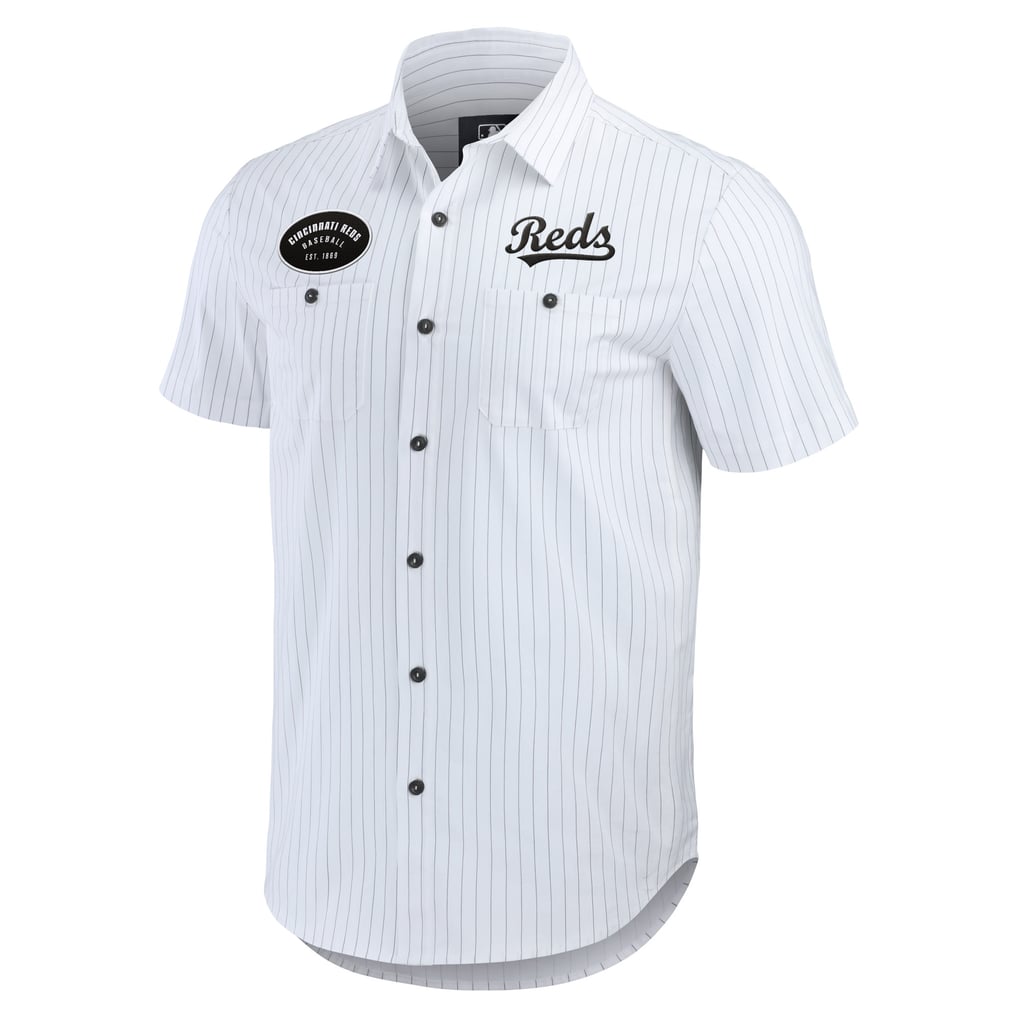 Cincinnati Reds Darius Rucker Collection by Fanatics Pin Stripe Short Sleeve Button-Up Shirt - White