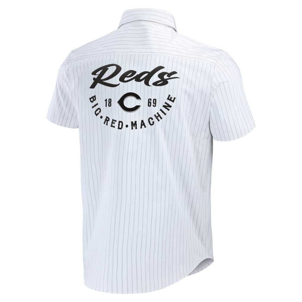 Cincinnati Reds Darius Rucker Collection by Fanatics Pin Stripe Short Sleeve Button-Up Shirt - White