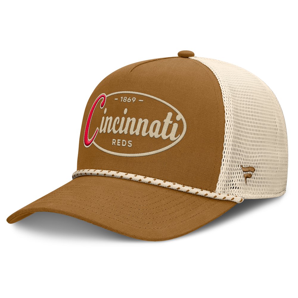 Men's Cincinnati Reds Fanatics Brown A-Frame Trucker Adjustable Hat