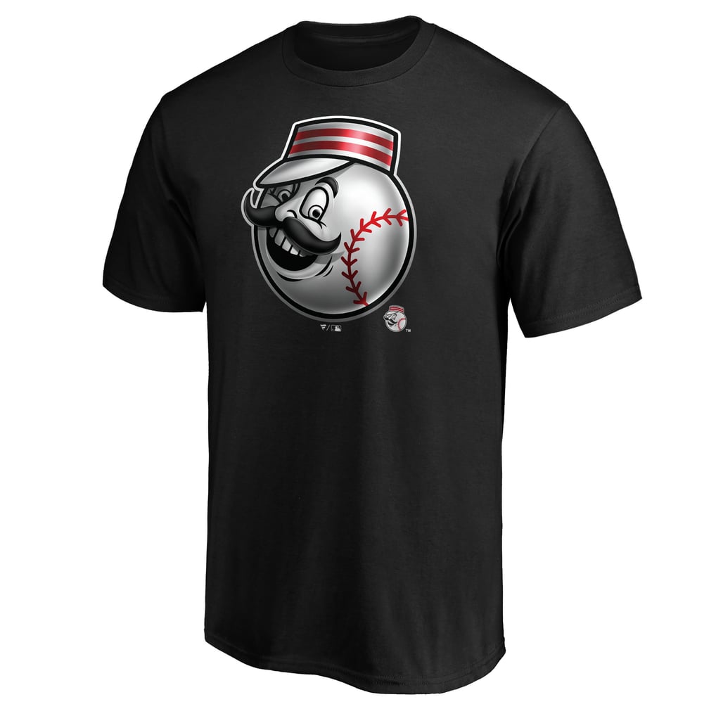 Men's Cincinnati Reds Fanatics MTO Label Black Midnight Mascot T-Shirt