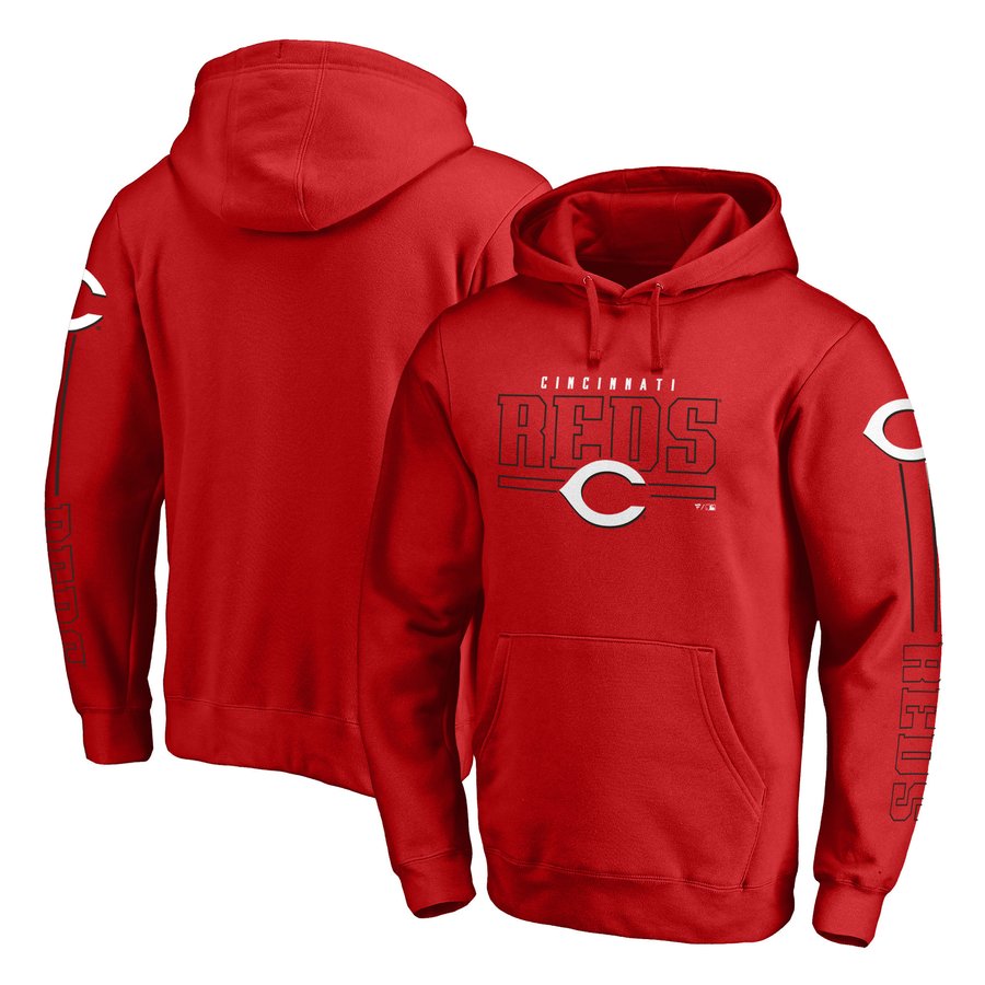Men's Cincinnati Reds Fanatics Red Team Front Line Fitted Pullover Hoodie