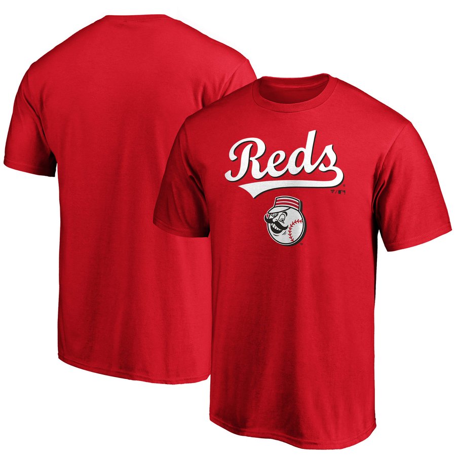 Best Fanatic Reds Men's Cincinnati Reds Fanatics Red Team Logo Lockup T-Shirt