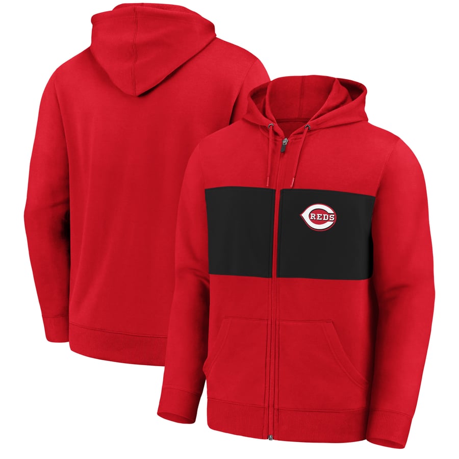 Best Fanatic Reds Men's Cincinnati Reds Fanatics Red Team Twill Full-Zip Hoodie Jacket