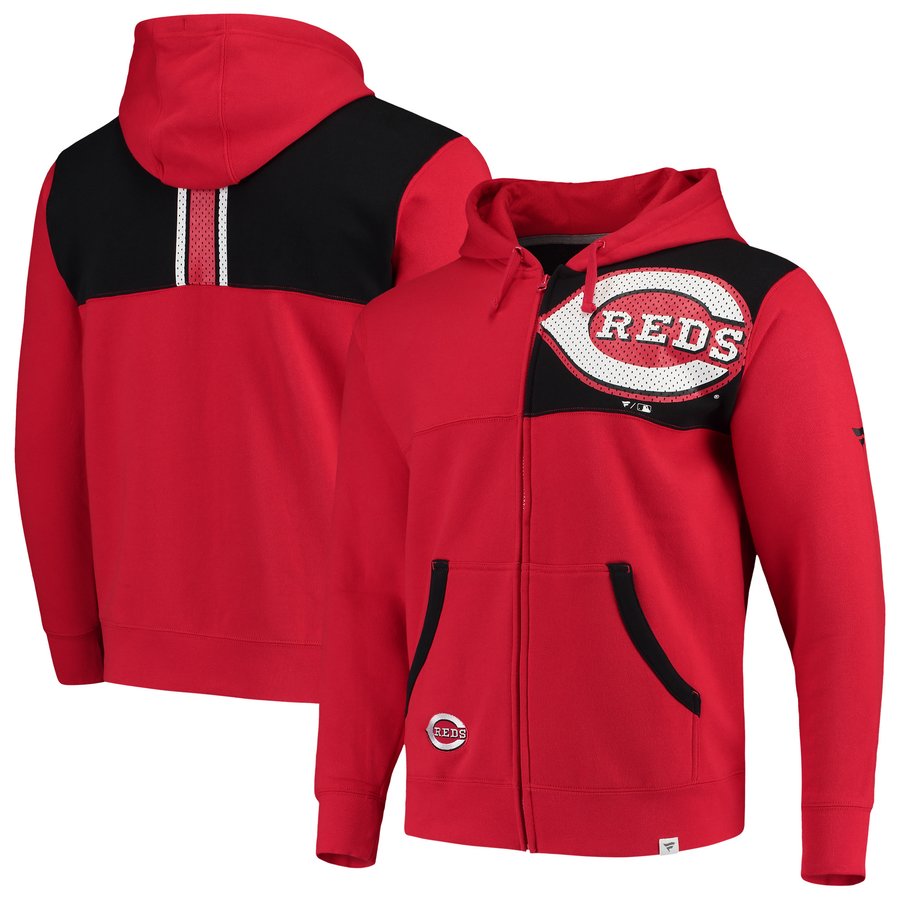 Men's Cincinnati Reds Fanatics Red/Black Iconic Bold Full-Zip Hoodie